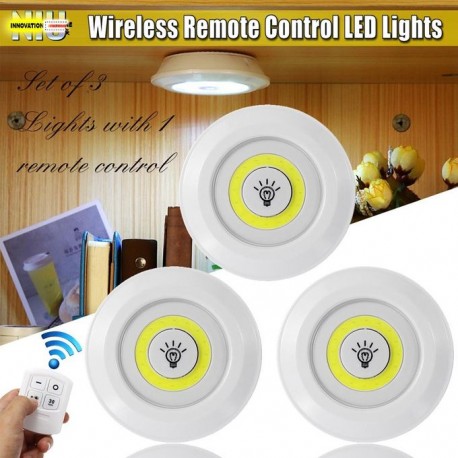 Spots LED sans fil sur piles - avec télécommande, minuterie et variateur -  Lot de 5