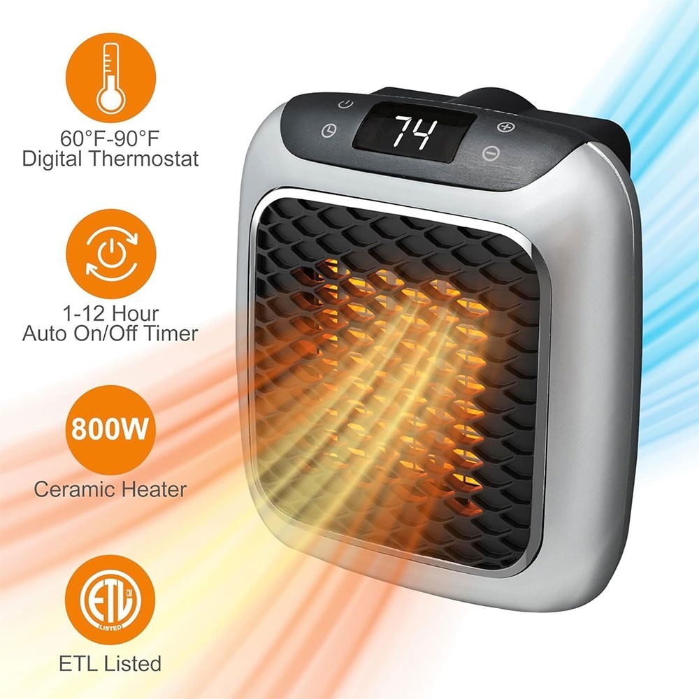 Mini Chauffage Mural Électrique Turbo 800W + Télécommande