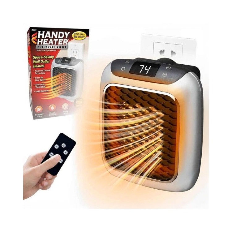 Mini Chauffage Mural Électrique Turbo 800W + Télécommande