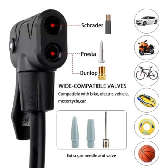 Mini Pompes portable à Pied avec Manomètre gonfleur à pied