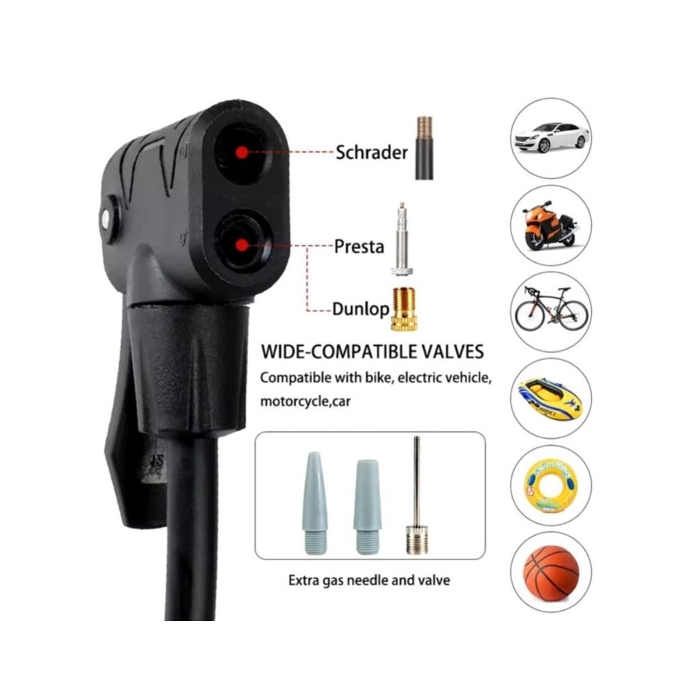 Mini Pompes portable à Pied avec Manomètre gonfleur à pied