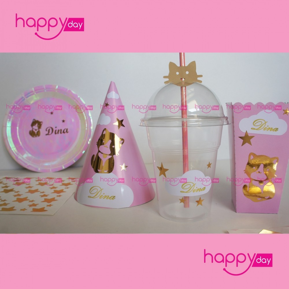 Kit Anniversaire (10 Personnes), Thème Chat, Décoration Anniversaire En Tunisie