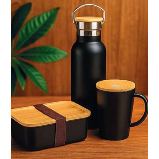 Lunch box+ mug + bouteille isotherme bambou