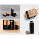 Lunch box+ mug + bouteille isotherme bambou